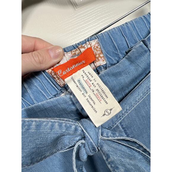 New Anthropologie Cartonnier Chambray Paperbag Trousers with Tie Waist Small - Picture 9 of 13